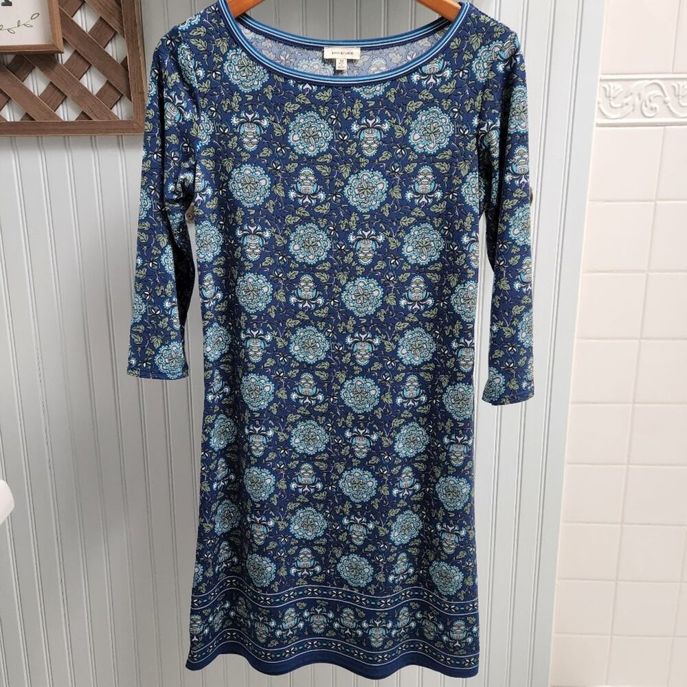 Max Studio Half Sleeve Geometric Patterned Scoop Neck Shirt Dress